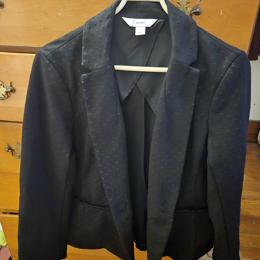 Old Navy Black Textured Notch-Lapel Blazer